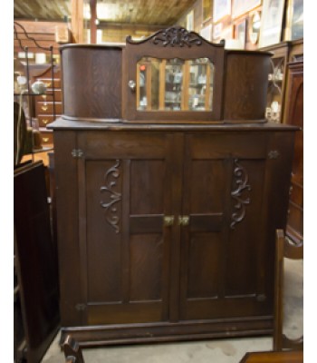 Antique Cupboard with Curved Top and Mirror