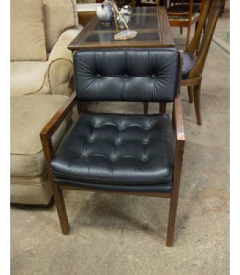 Black Leather and Wood Desk Chair