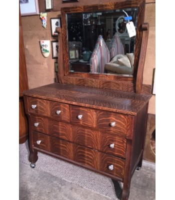 SOLD - Tiger Oak dresser w mirror