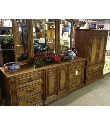 SOLD - 2 Dressers with Mirror, Flower Pattern