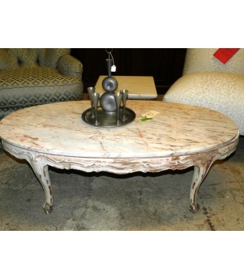 SOLD - Modern Whitewash Marble Top Coffee Table