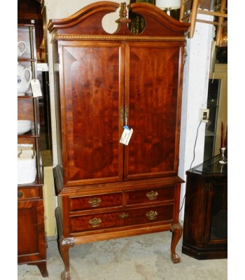 SOLD - Queen Anne Style Mahogany Entertainment Center