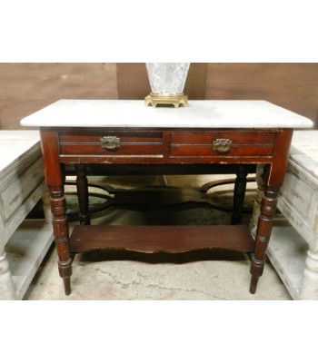 SOLD - Marble Top Cherry End Table