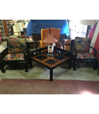 SOLD - Asian-style arm chairs and coffee table