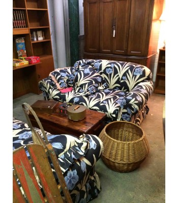 SOLD - Lee, NC made Pr. Blue Floral Loveseats