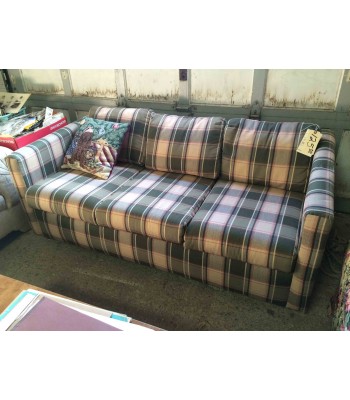 SOLD - Green Plaid Sofa Bed