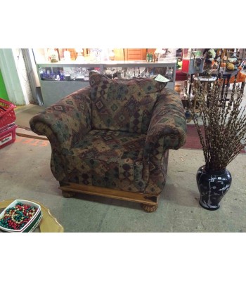 SOLD - Southwestern Fabric Overstuffed Armchair