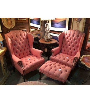 Pair of Pink Wingback Chairs