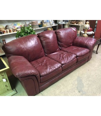 SOLD - Lane Maroon Leather Couch