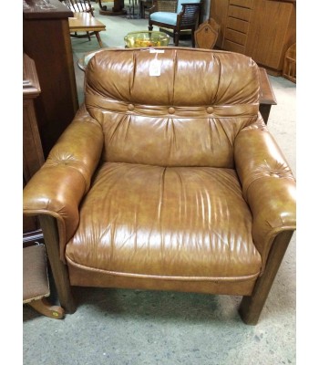 SOLD - Tan Vinyl Arm Chair